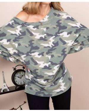 Emerald Collection Slouchy One Shoulder Dolman Top - Gray