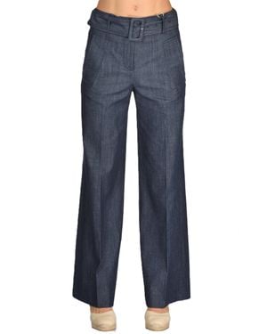 Incotex Dark Wide-Leg High-Waist Pants - Blue