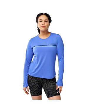 Brooks Distance Long Sleeve 3.0 Top Thumbhole Activewear Dsgl478 - Blue