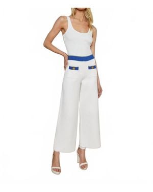 L'Agence Madrid Wide Leg Knit Pant - White