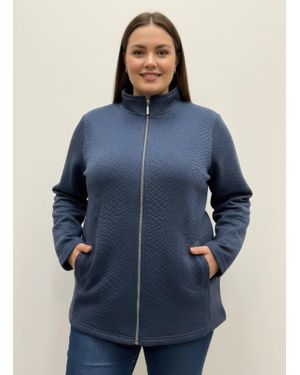 TRUEDAMES Onque Casual Plus Size Textured Jacket - Blue