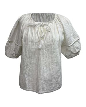 Ulla Johnson Tie-Front Puffed-Sleeve Blouse - Gray