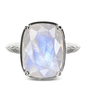 Sterling Forever Sterling Elongated Cushion Moonstone Cocktail Ring - Blue