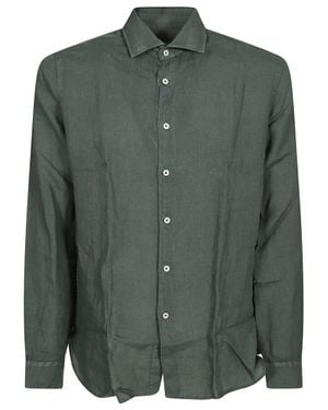 Xacus Linen Long-Sleeved Shirt With Button-Down Front And Classic Collar - Green