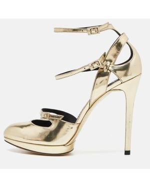 Brian Atwood Laminated Leather Slingback Pumps - Natural