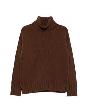 Jucca Roll-Neck Ribbed-Knit Sweater With Oversized Silhouette - Brown