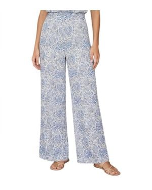 Rosewater House Raha High Waisted Wide Leg Silk Pants - Blue
