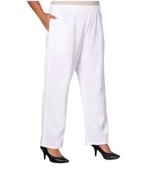 On The Plus Side Wide Leg Crinkle Cotton Pants - White