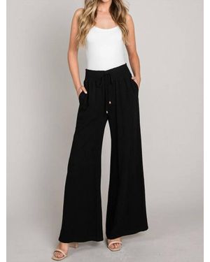 Allie Rose Drawstring Wide Leg Pant - Black