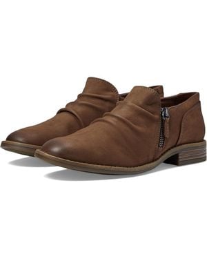 Clarks Camzin Pace Ruched Bootie Leather Ankle Zip Boots Gal573 - Brown