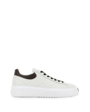 Hogan Low-Top Leather Embossed Sneakers - White