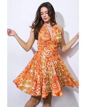 TRUEDAMES Capitola Dates Woven Dress - Orange