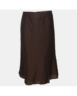 Marina Rinaldi Dark Linen Blend Maxi Skirt - Brown