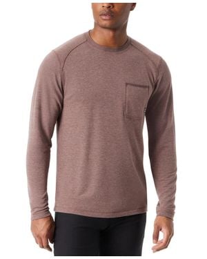 BASS OUTDOOR T-Shirt Rum Raisin Ribbed Crew Neck Long Sleeve Fts1668 - Purple