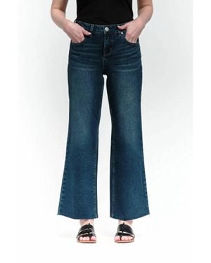 1822 Denim Raw Hem Wide Leg Crop Jeans - Blue