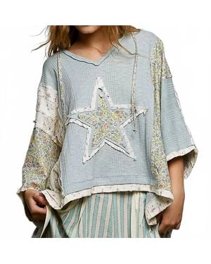 Pol Star Oversized Hooded Top - Blue