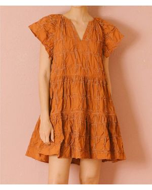 Storia Austin Tiered Flowy Mini Dress - Orange