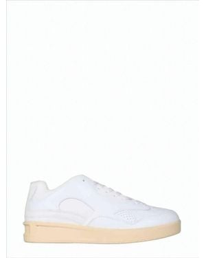 Jil Sander Minimalist Low-Top Sneakers With Perforated Leather Design - White