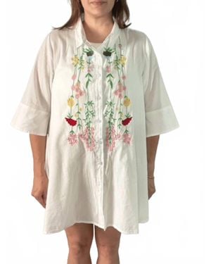 Pol Desert Bloom Embroidered Tunic - Natural