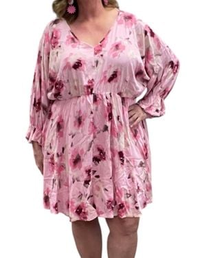 White Birch Floral Boho Dress - Pink