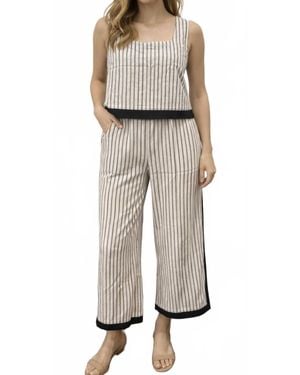 Kld. Signature Two Piece Stripe Pant Set - Natural