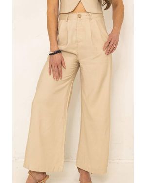 Miou Muse Mia High Waisted Wide Leg Trouser - Natural