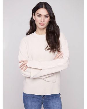Charlie b Cable Detail Crew Neck Sweater - Natural