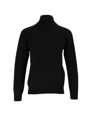 Kangra Cashmere Seamless Rollneck Turtleneck Sweater - Black
