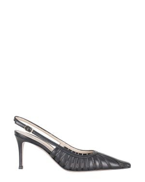 Roberto Festa Sunny Ankle Strap Metallic Leather Pumps - Gray
