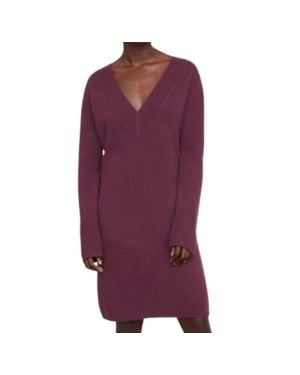 Vince Cashmere V Neck Dress - Purple