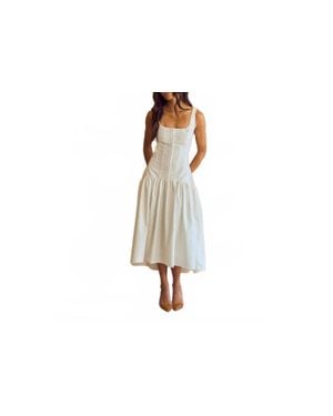 Lalavon Corset Drop Waist Midi Dress - Black