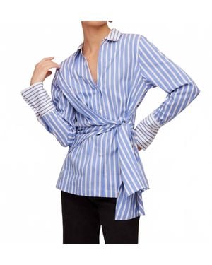 Fifteen Twenty Reese Tie-Waist Stripe Shirt - Blue