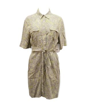 Equipment Axelle Belted Printed Crepe Dress - Natural