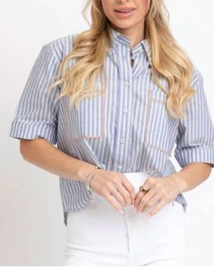 Karlie Stripe Pocket Camp Top - Blue