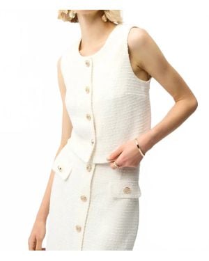 Joseph Ribkoff Bouclé Button Front Vest - White