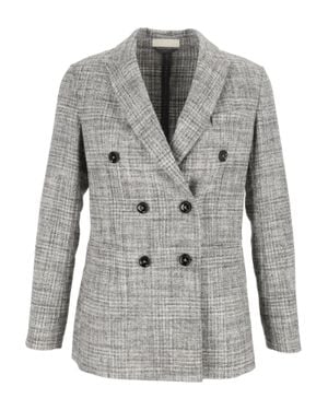 Circolo 1901 Checkered Double-Breasted Blazer - Gray