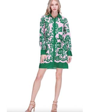 J joy Floral Mini Shirt Dress - Green