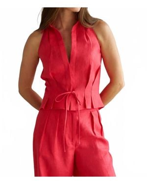 Hevron Sloan Linen Vest - Red