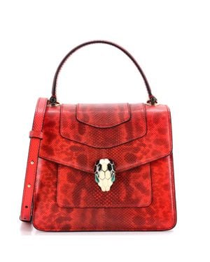 BVLGARI Serpenti Forever Top Handle Bag Karung - Red