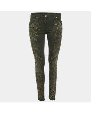 Roberto Cavalli Denim Rhinestone Skinny Jeans S/Waist - Green