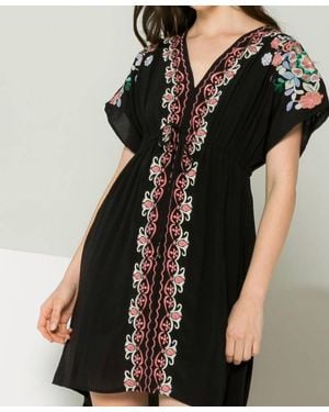 Thml Embroidered Short Dress - Black