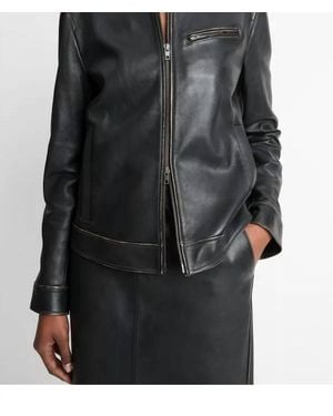 Vince Leather Moto Jacket - Black