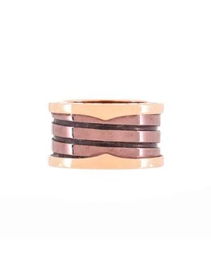 BVLGARI B. Zero1 Three Band Ring 18K Rose And Ceramic - Pink
