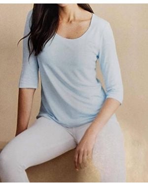 Marble Double Layer Scoop Neck Top - Blue