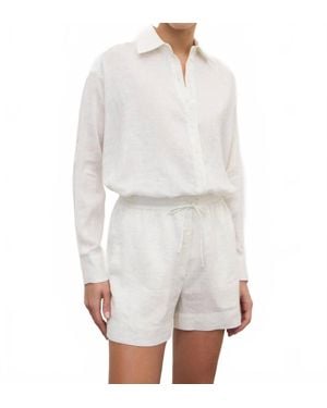 Ottod'Ame Oversized Linen Lurex Top - White