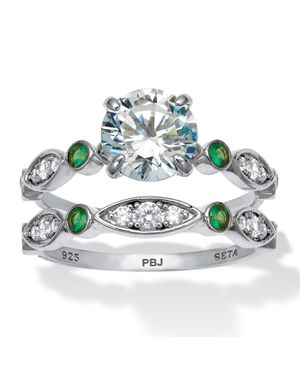 Palmbeach Jewelry 2.52 Tcw And Cubic Zirconia Platinum-Plated Bridal Ring Set - Metallic