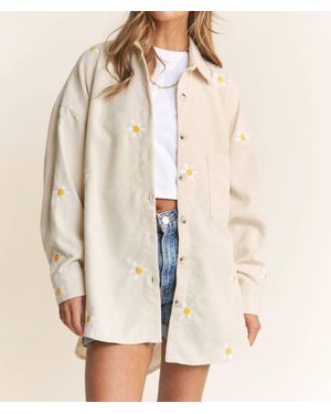 J.Nna Autumn Daisy Corduroy Embroidered Top - Natural
