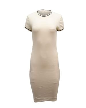 James Perse Shirred Ribbed Cotton Bodycon Dress - Natural