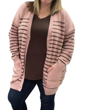 White Birch Oversized Pocket Cardigan - Brown
