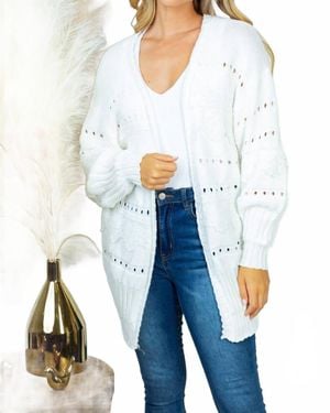 White Birch Open Front Eyelet Detail Cardigan - White